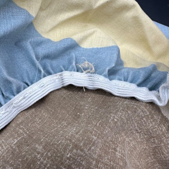Vintage Full Size Fitted Sheet Lake Mountain Brown Blue 1970s Burlington USA - Picture 3 of 5
